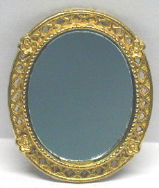 Dollhouse Miniature Oval Victorian. Gold Mirror
